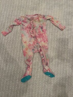 Posh peanut pink Tie-Dye zipper pajamas 6-9 months